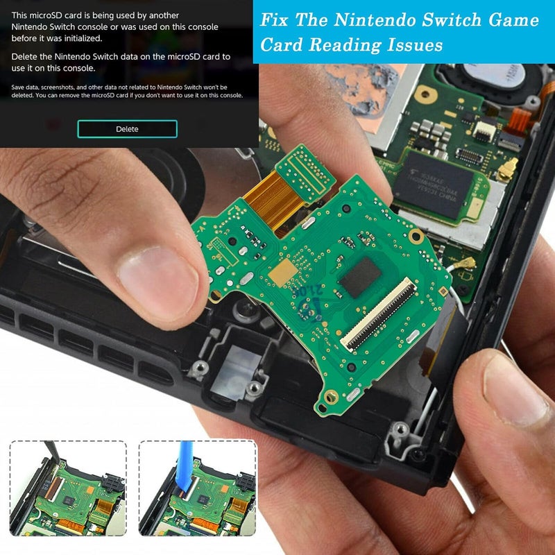 Veanic Compatible with Nintendo Switch, Replacement Game Card Cartridge Reader Slot with Headphones Jack Plug Port Repair Part for Switch with Tools - Image 4